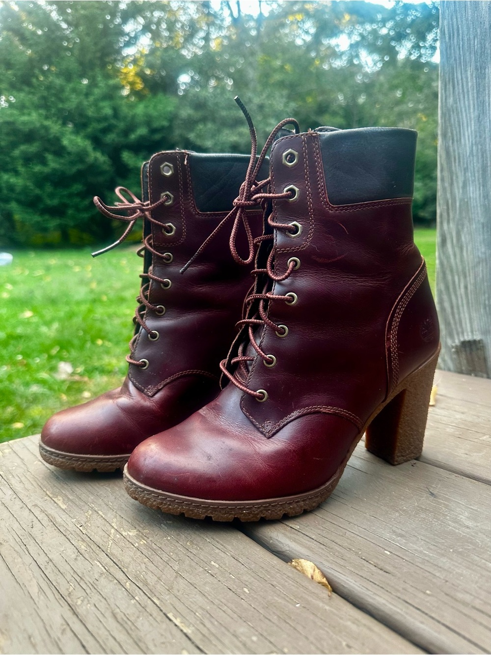 Timberland Women’s Lace-Up Glancy Dark Burgundy Boots 7